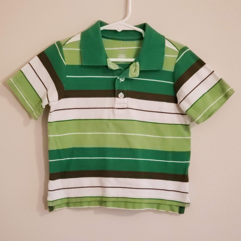 Old Navy Kids Green Striped Polo